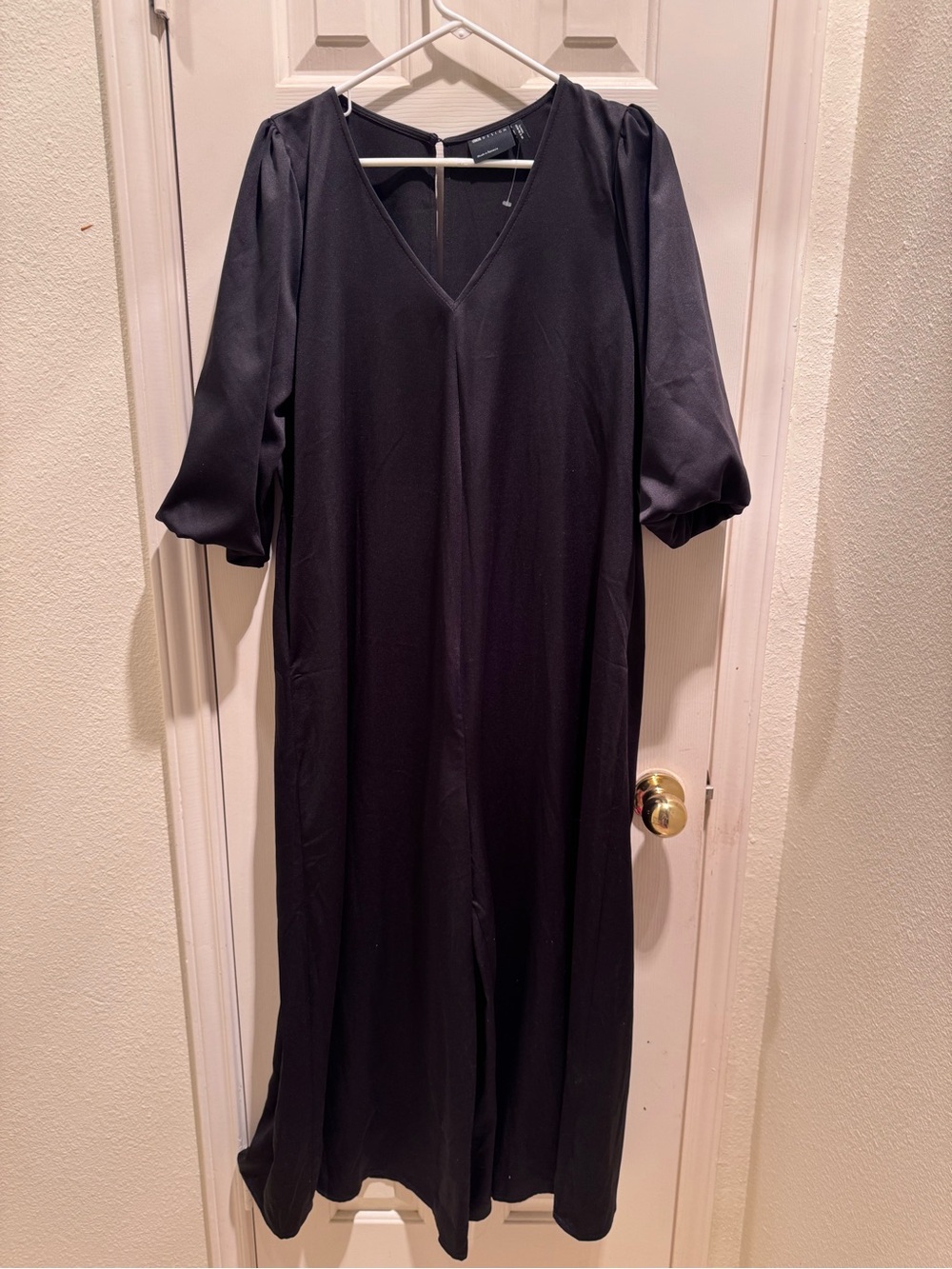 ASOS Maternity Black V-Neck Jumpsuit with Puff Sleeves